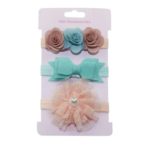 Pretty 3PCS Kids Elastic Floral Headband Hair Girls Baby Bowknot Hairband Set
